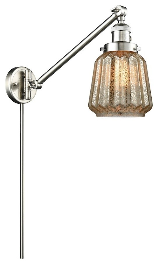 Chatham 1 Light Swing Arm or Wall Lamp in Satin Nickel Industrial