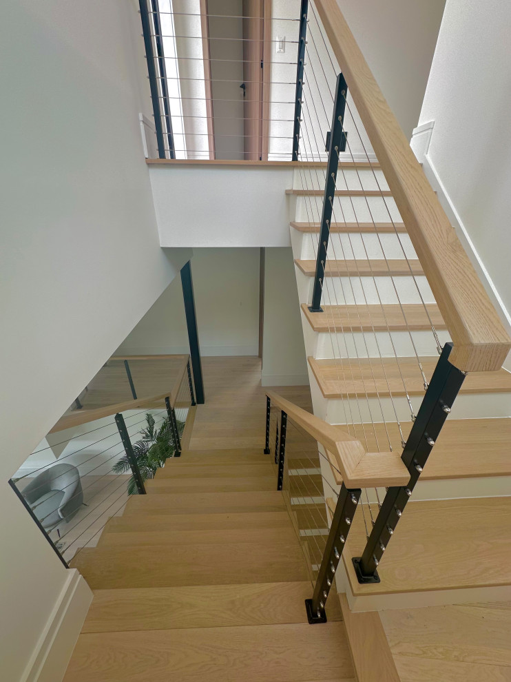 Modern Cable railings - Wood finish