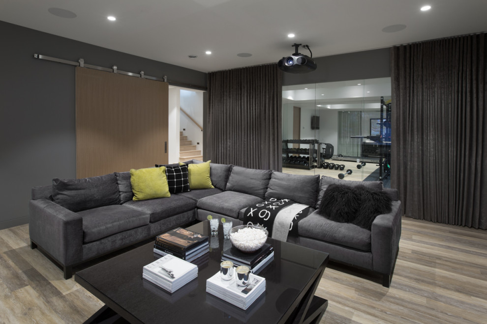 Ravine House Contemporary Home Theater Calgary by Alloy Homes