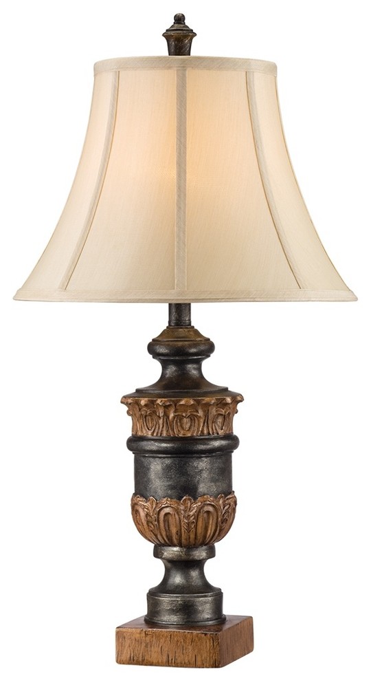 Traditional Distressed Bronze Table Lamp with Bell Shade