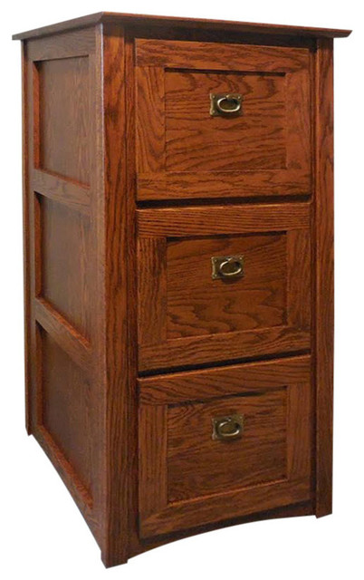 Mission Solid Oak 3 Drawer Filing Cabinet Traditional Filing