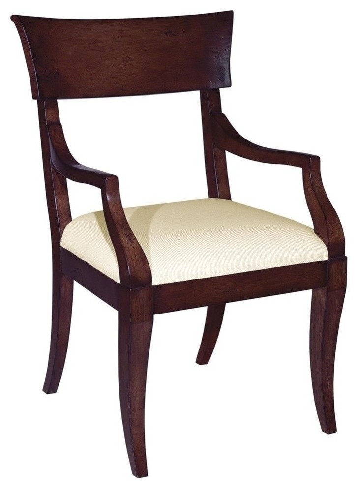 New Dining Arm Chair Beige  Umber Finish