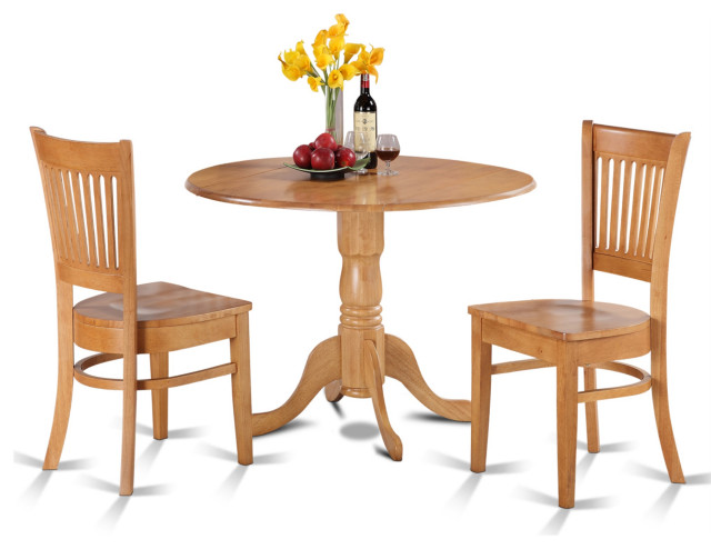 Dlva3-Oak-W 3-Piece Kitchen Nook Dining Set-Small Table & 2 Dinette