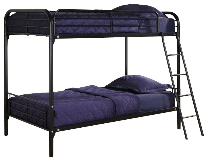 DHP Metal Twin over Twin Bunk Bed in Black Transitional Bunk Beds