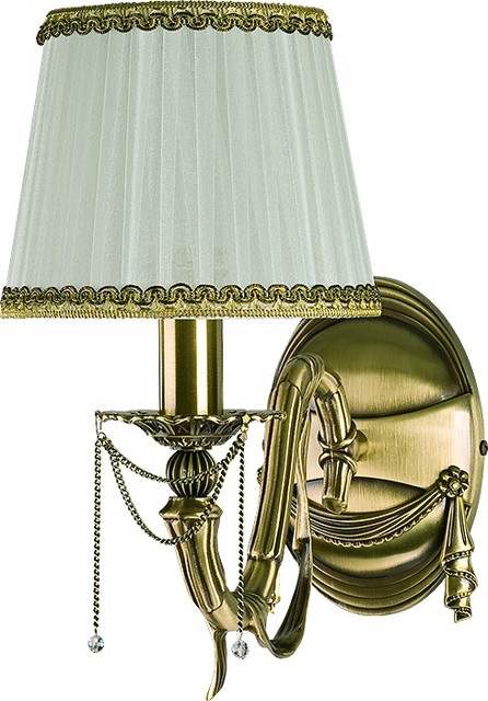 Baccara Brass Swarovski Crystals Wall Sconce, Fabric Shade