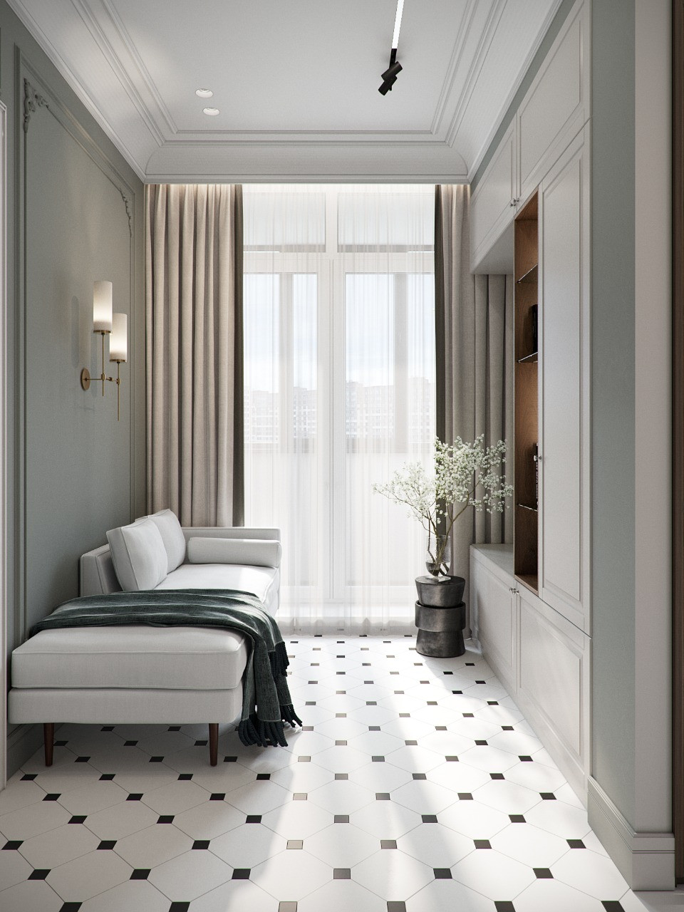 Квартира 100м.кв. в светло-зеленых оттенках оттенках