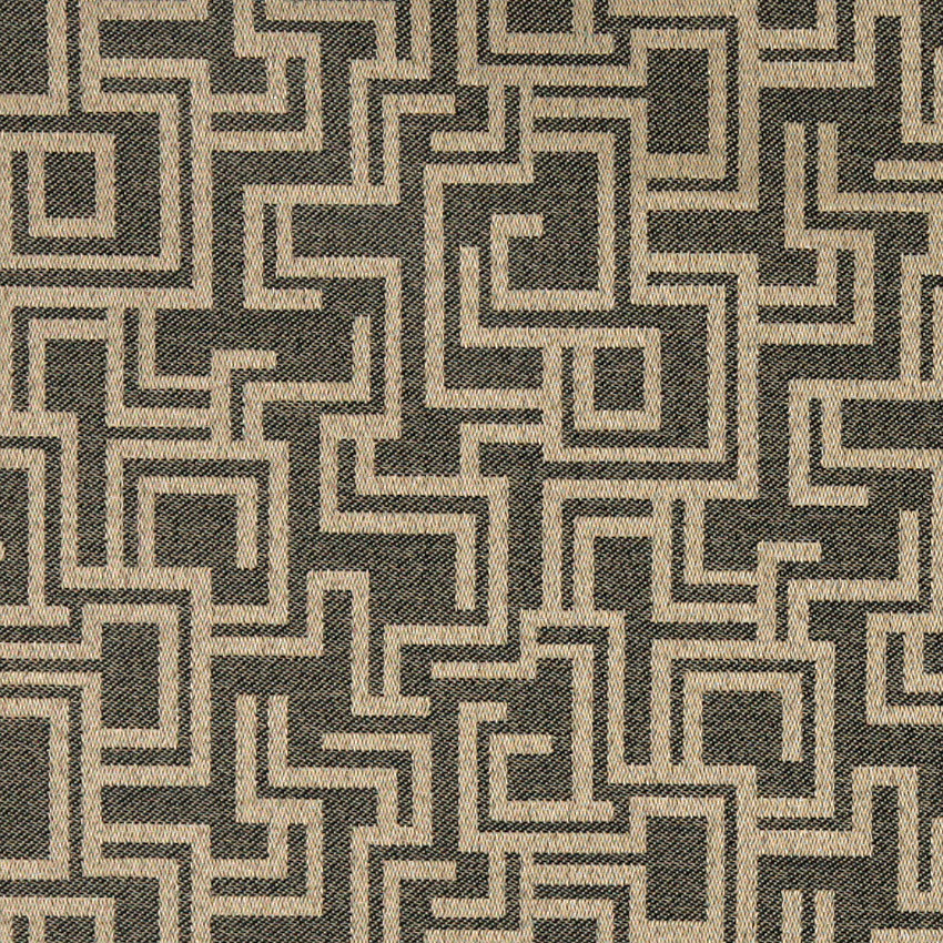 Black And Brown Geometric Outdoor Indoor Marine Upholstery Fabric By The Yard