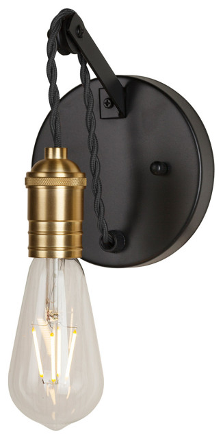 Essy 1 Light Wall Sconce, Black and Soft Gold