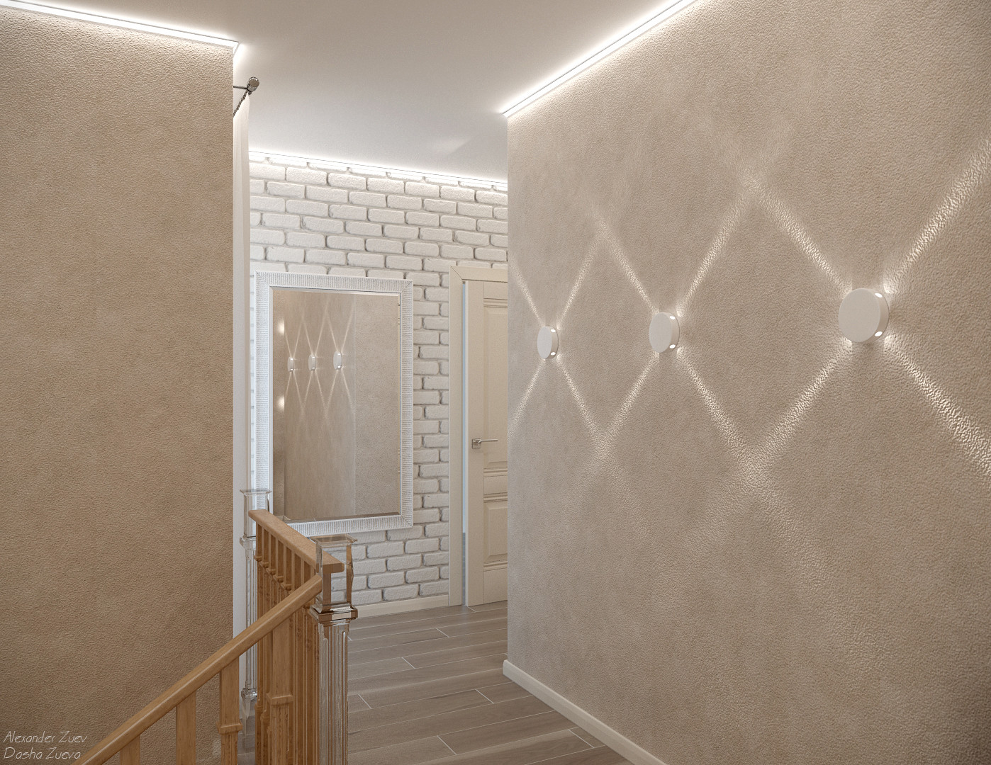 Дизайн лестницы и коридора в таунхаусе, ЖК "Немецкая деревня", г. Краснодар
