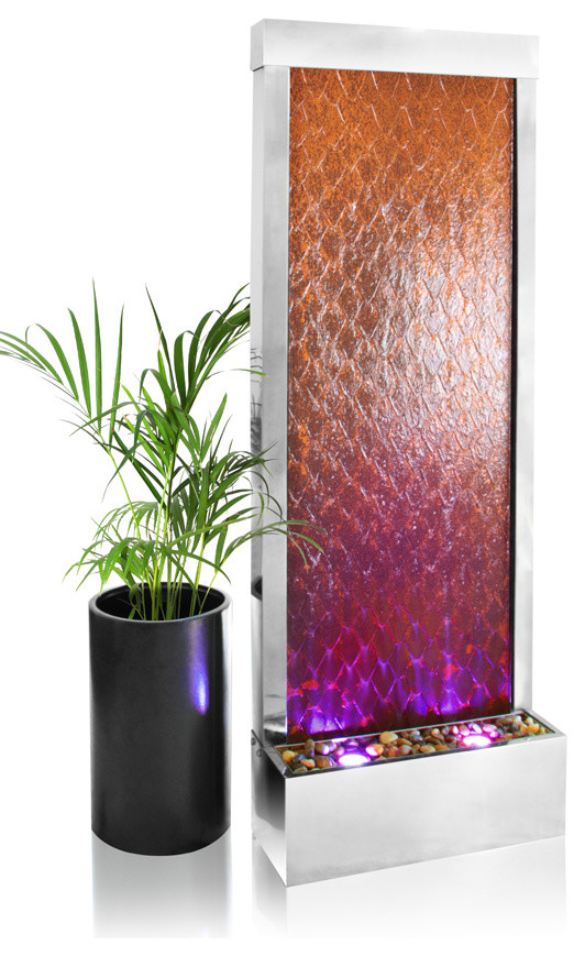 Corten and Stainless Steel Weathered Water Wall with Lights