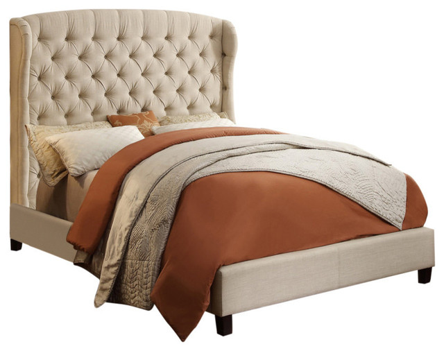 Felisa Upholstered Platform Bed Transitional Beds By Felisa Upholstered Platform Bed Beige Queen