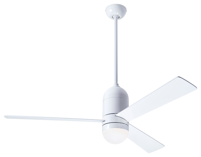 Cirrus DC Fan, Gloss White Finish, 50" White Blades, 17W LED Contemporary Ceiling Fans by