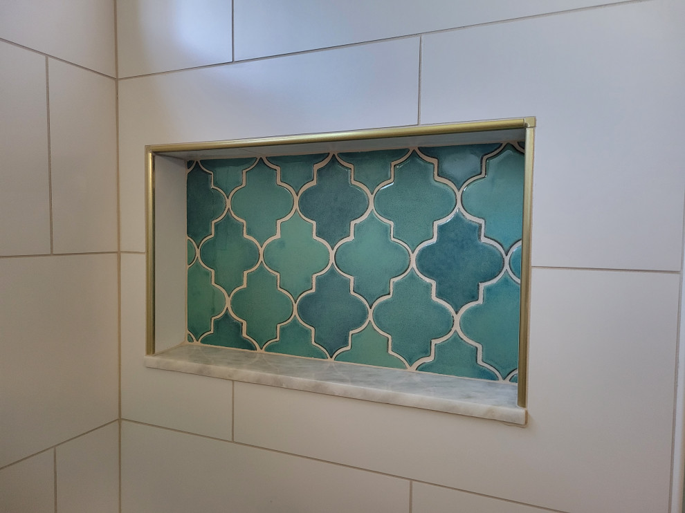 Small Bathroom Remodel with Aqua Tiles