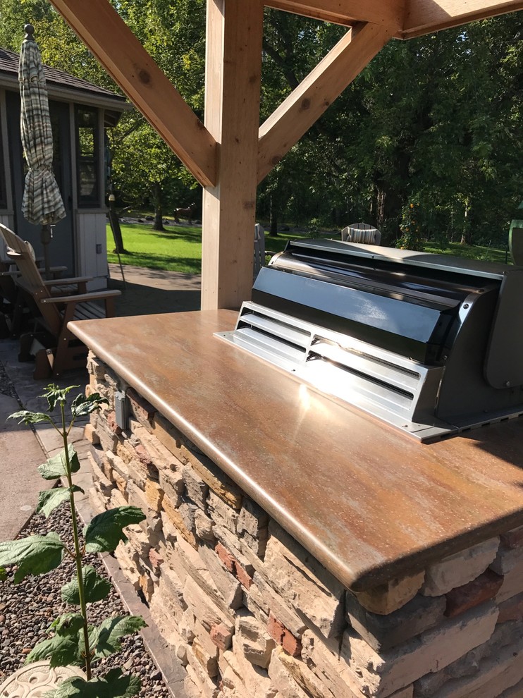 Outdoor Kitchen With Corian Countertop Rustic Patio Other