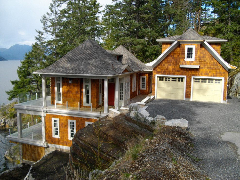 Photo of a traditional exterior in Vancouver with wood siding.