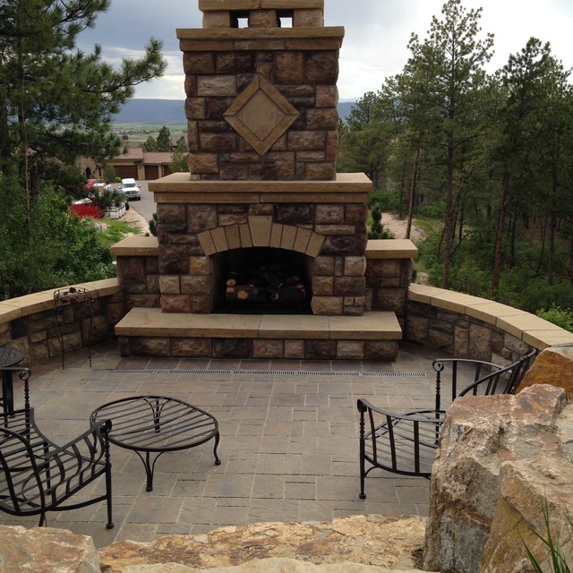 Outdoor Fireplace Rustic Patio Denver by Colorado Outdoor