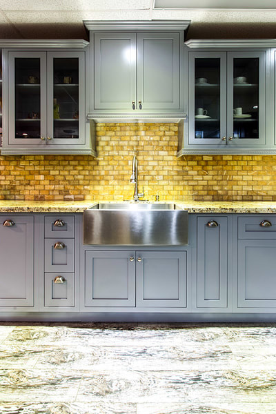 Example of a transitional kitchen design in Calgary
