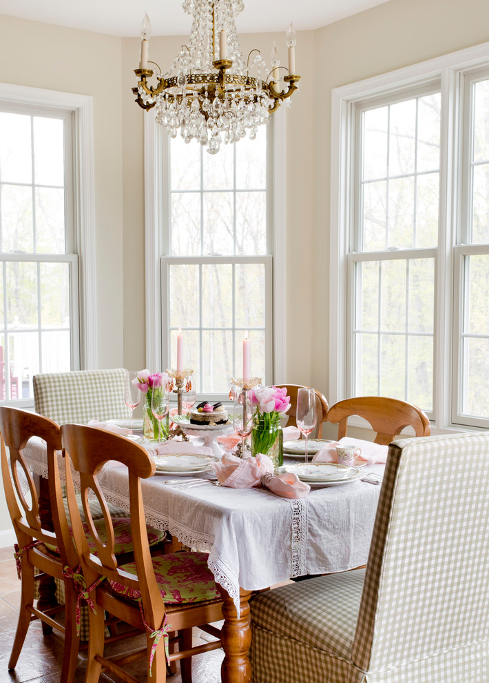 Cottage chic dining room photo in New York