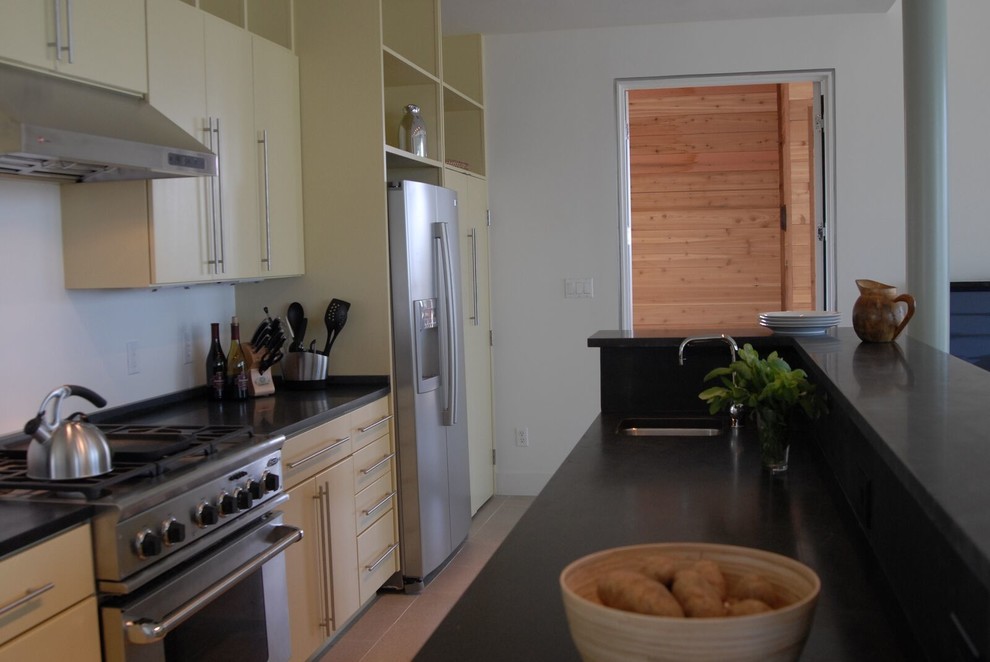 Example of a minimalist kitchen design in Orange County