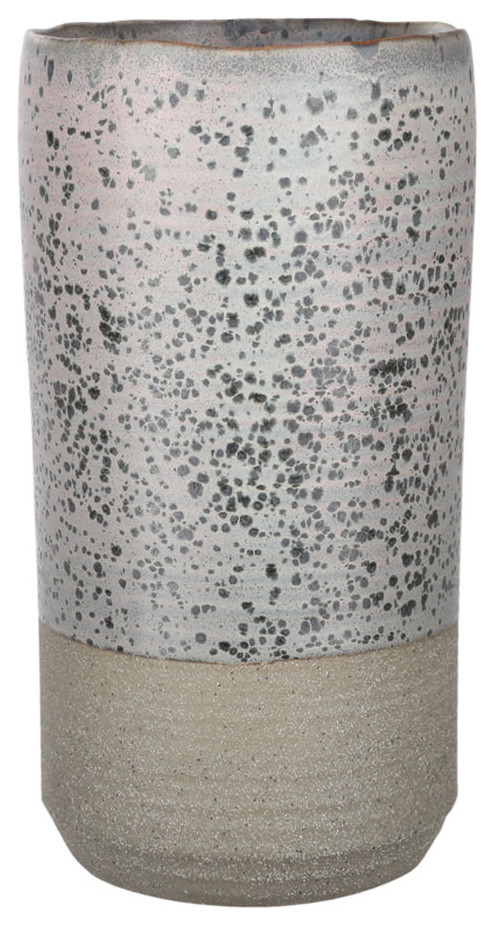 Urban Trends Collection Round Vase-Irregular Lip And Speckled Body-Gray B&Ed Rough Bottom Sm, Sage
