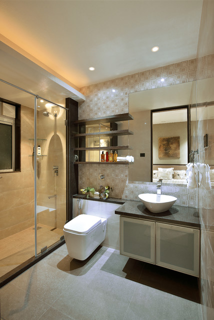 modern setting for a residence at mumbai trendy-badevaerelse