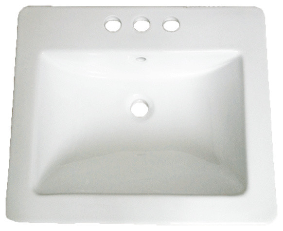 Vanity Fantasies Ledge Porcelain Rectangular Drop In Vanity Sink