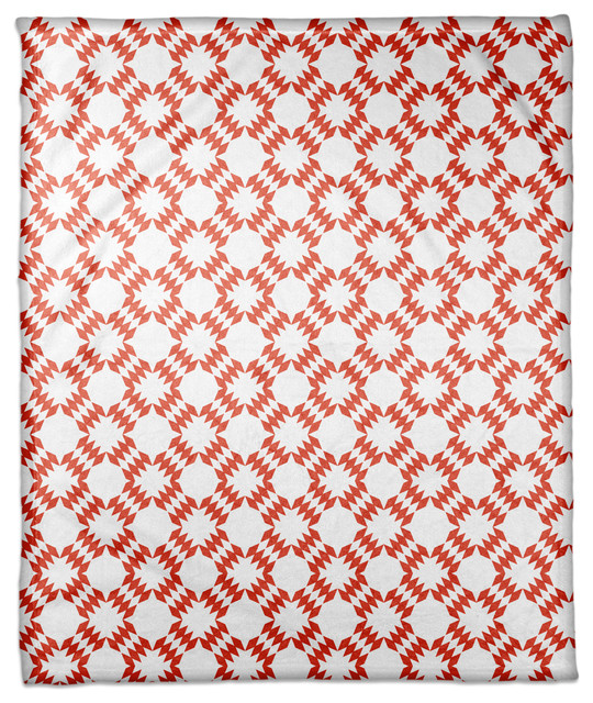 Folk Southwestern Pattern in Red Fleece Blanket