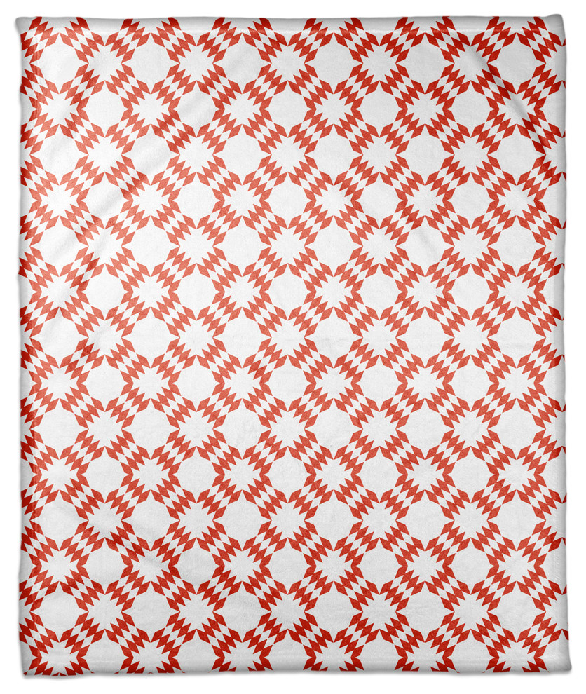Folk Southwestern Pattern in Red Fleece Blanket