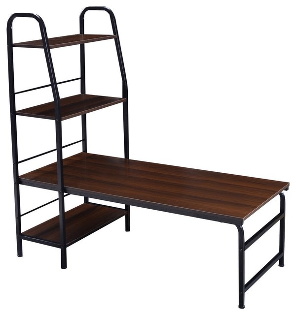 Modern Multi Function Computer Desk With 4 Tier Shelf Industrial Modern Multi Function Computer Desk With 4 Tier Shelf Industrial Desks And Hutches By Imtinanz Llc