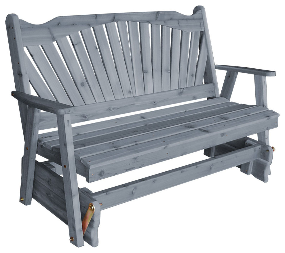 Pine Fanback Glider, Gray Stain, 4 Foot