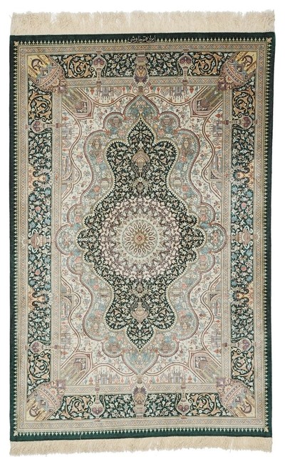 Qum Silk Oriental Rug Hand Knotted 155x102 Cm