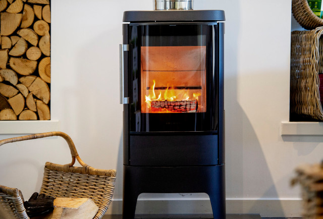 HWAM Stove Install contemporary-vardagsrum