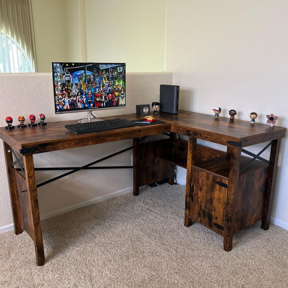 Example of a mid-sized urban freestanding desk home studio design in Los Angeles