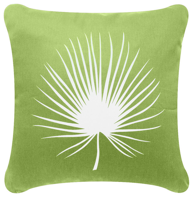 Frond Organic Cotton Decorative Square Throw Pillow, Apple Green, Without Insert