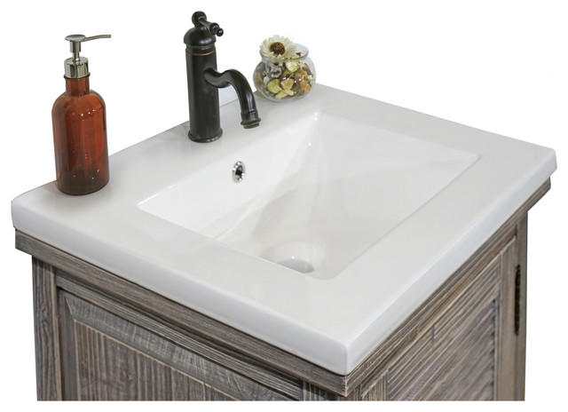 Rustic Style 24, Inch Bathroom Vanity With Ceramic Single Sink, No ...