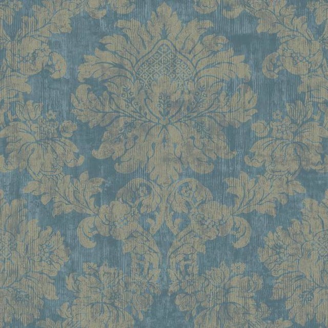 York Wallcoverings Sl5613 Silver Leaf Ii Luray Wallpaper Teal Dark Teal Contemporary Wallpaper By The Savvy Decorator Llc