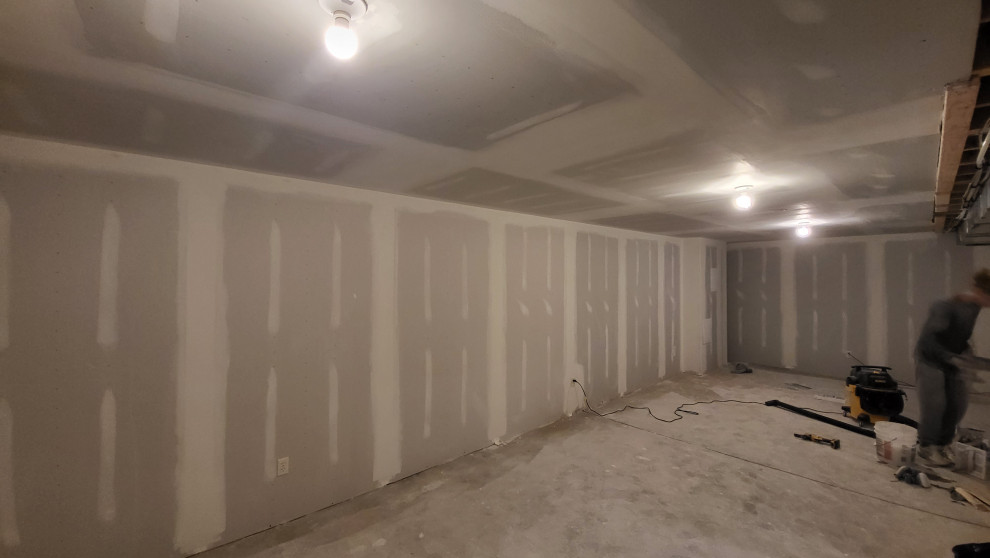 frame hang a finish and flooring basement