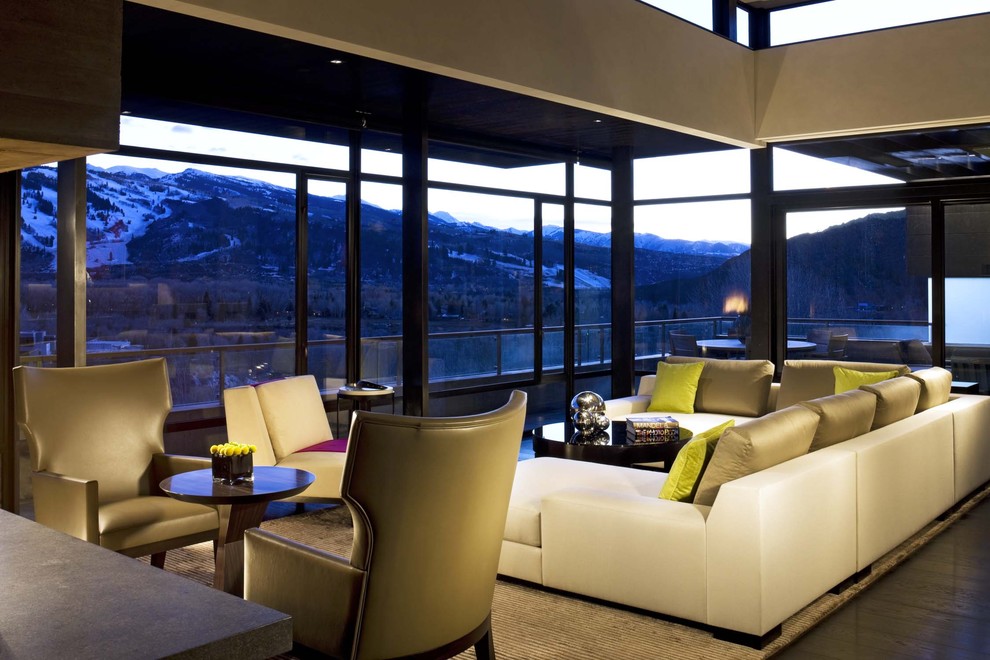 Inspiration for an expansive contemporary open concept living room in Denver.