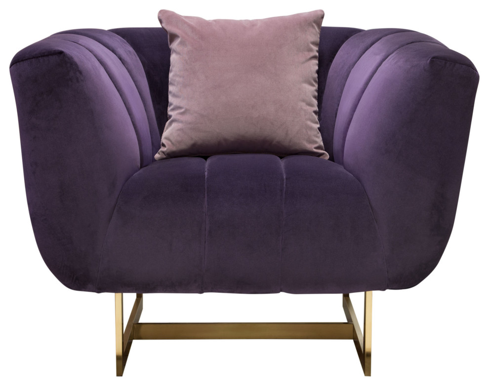 Diamond Sofa Venus Sofa in Violet Velvet With Contrasting Pillows VENUSCHVI