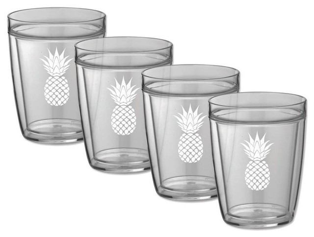 14 oz. Pineapple Doublewall Short Drinkwares, Set of 4
