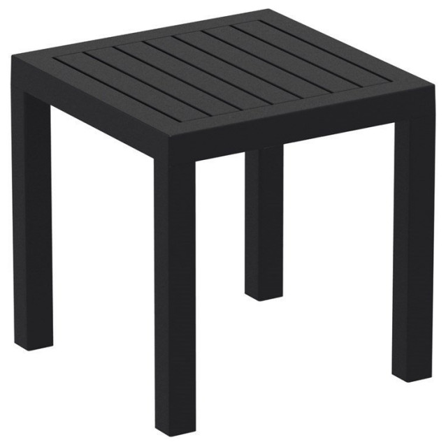 Pemberly Row Modern Square Resin Patio Side Table in Black