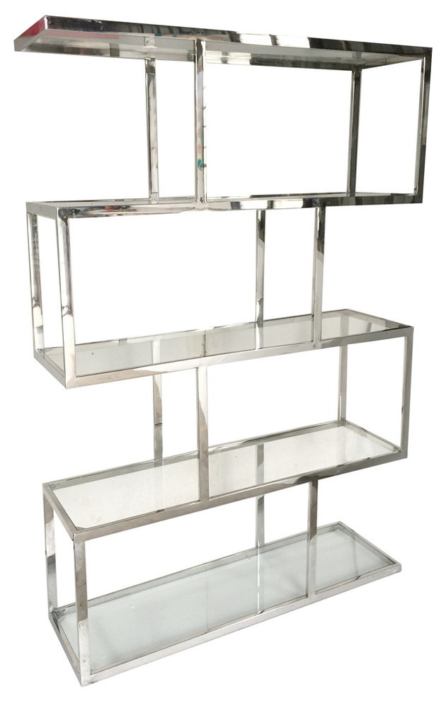 Zig Zag Stainless Steel Shelf Etagere Contemporary Display And