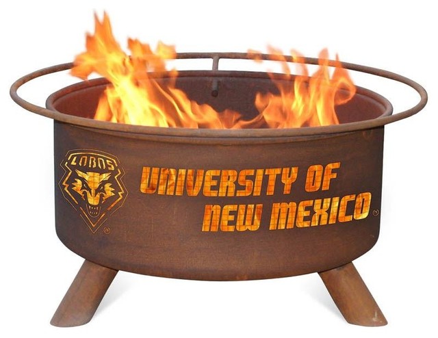 New Mexico Lobos Portable Fire Pit And Bbq Grill Set Midcentury