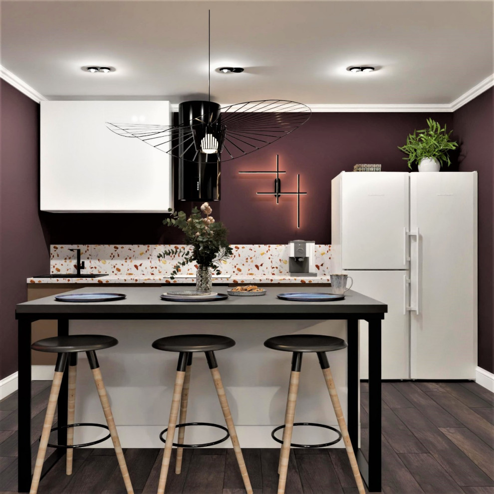 Фиолетовая кухня-гостиная☺