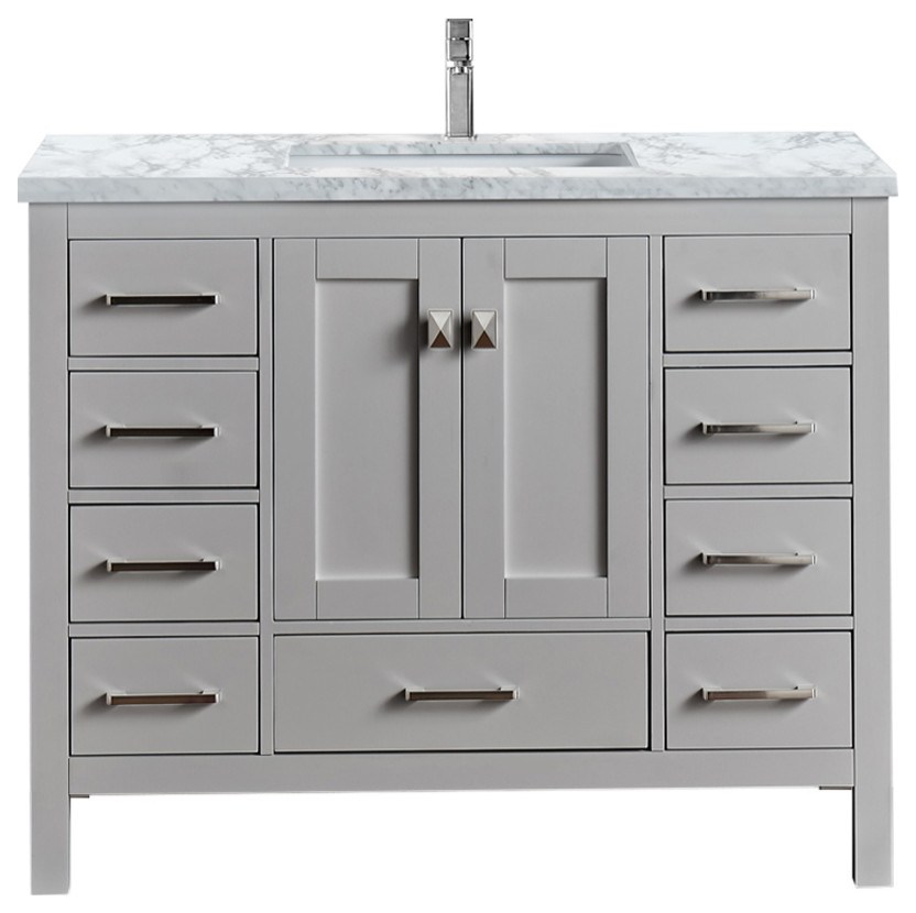 Eviva Hampton 36 x 18 inch Gray Transitional Bathroom Vanity with White