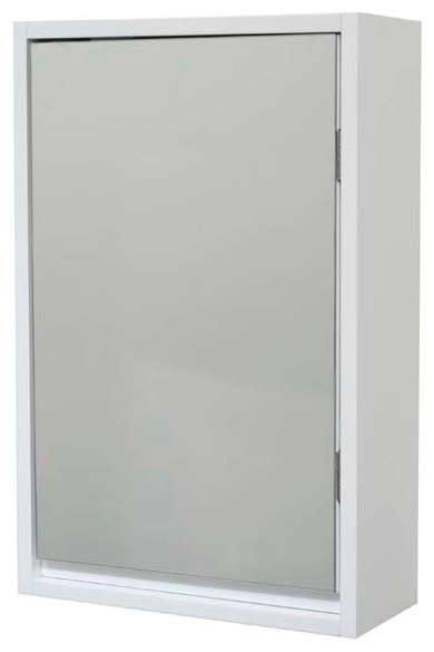 Miami Wall Mounted Mirrored Medicine Cabinet White 1 Door 1 Shelf