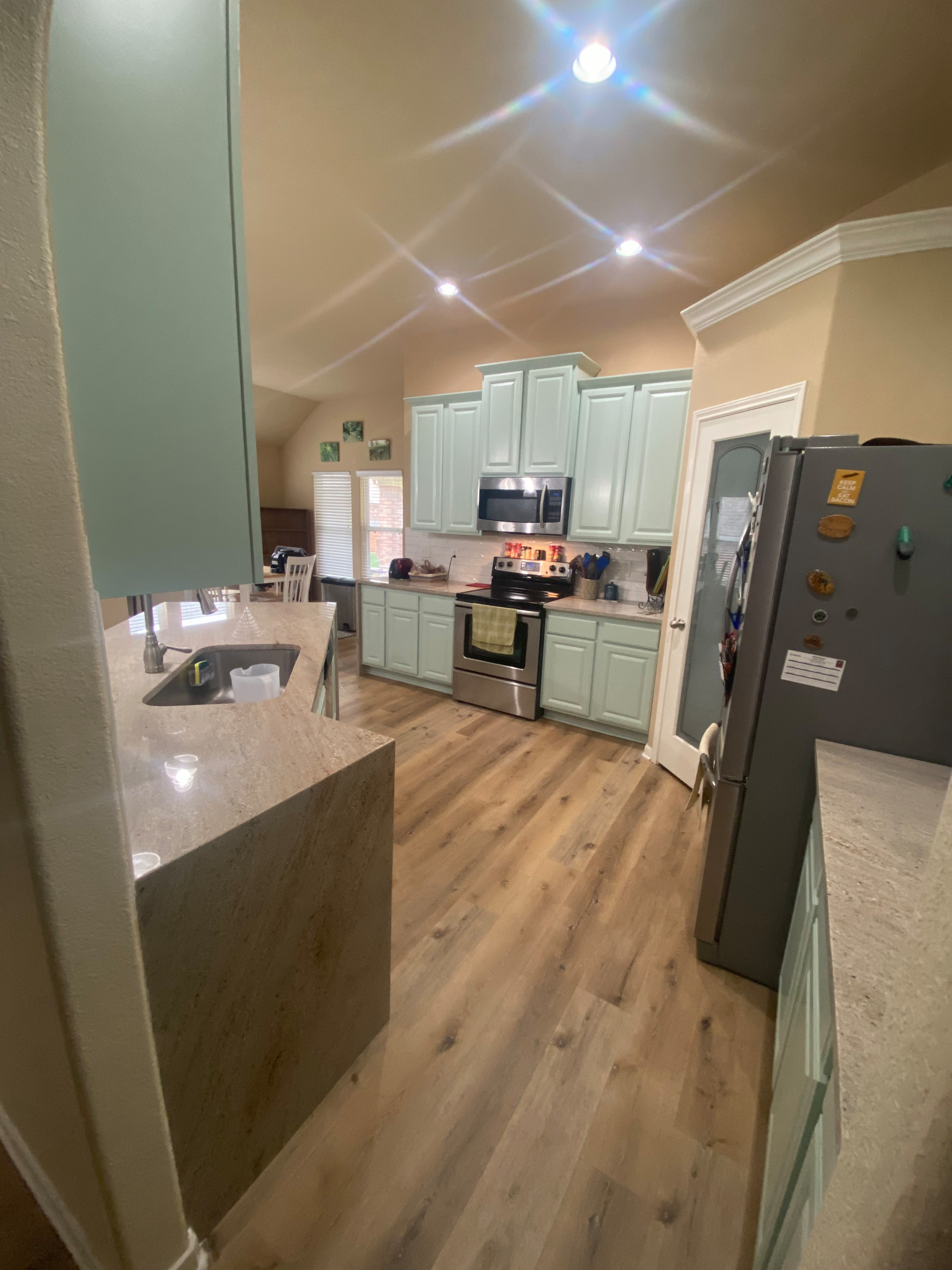 Custer Cabinet Repaint,Backsplash, Granite And Flooring