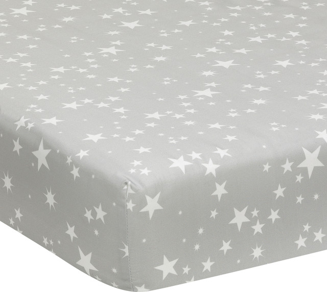 Milky Way Fitted 100 Cotton Star Crib Sheet By Lambs Ivy Gray