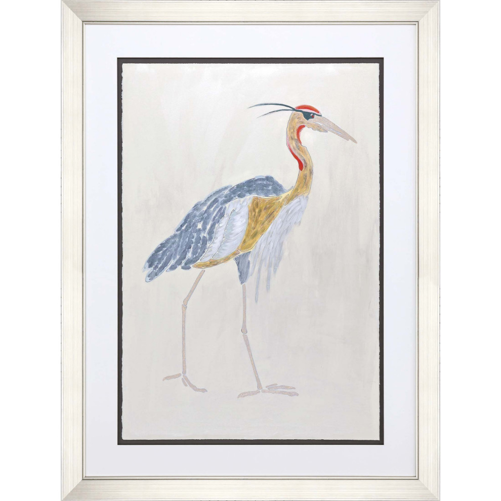 Paragon Coastal Golden Heron Wall Art With Blue Finish 22583 Beach