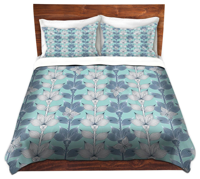 Dianoche Duvet Covers Twill By Julia Grifol White And Blue Flowers - White Bedding With Blue Flowers Dianoche Duvet Covers Twill By Julia Grifol White And Blue Flowers - White Bedding With Blue Flowers